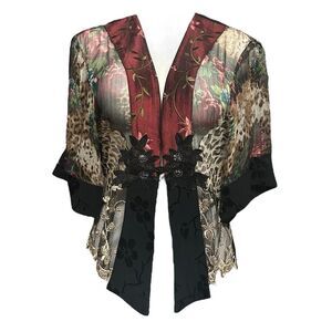 Spencer Alexis Women's Small Sheer Boho Cardigan Jacket Kimono Style Multicolor